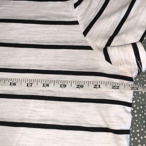 Time And Tru White & Black Striped Short Sleeve T-Shirt XXL 50% Cotton 50% Polye - Picture 6 of 7